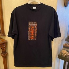 Vintage GUESS Black Tribal Graphic T-Shirt Size Medium-Made In USA-Unisex