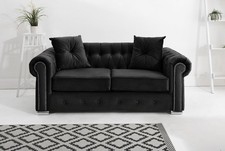 WINDSOR Chesterfield Plush Velvet Sofa with Diamond Detail & Chrome Feet