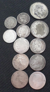 lot 12 Pièces de monnaie Françaises France diverses ARGENT dont 1 jeton