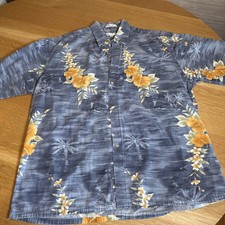 Preowned Mens "Pierre Cardin" Cotton Hawaiian Style Button Down Shirt Sz L