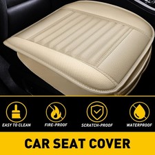 Car Seat Cover Pu Leather Universal Front Cushion Seat Protector Pad Beige Gus