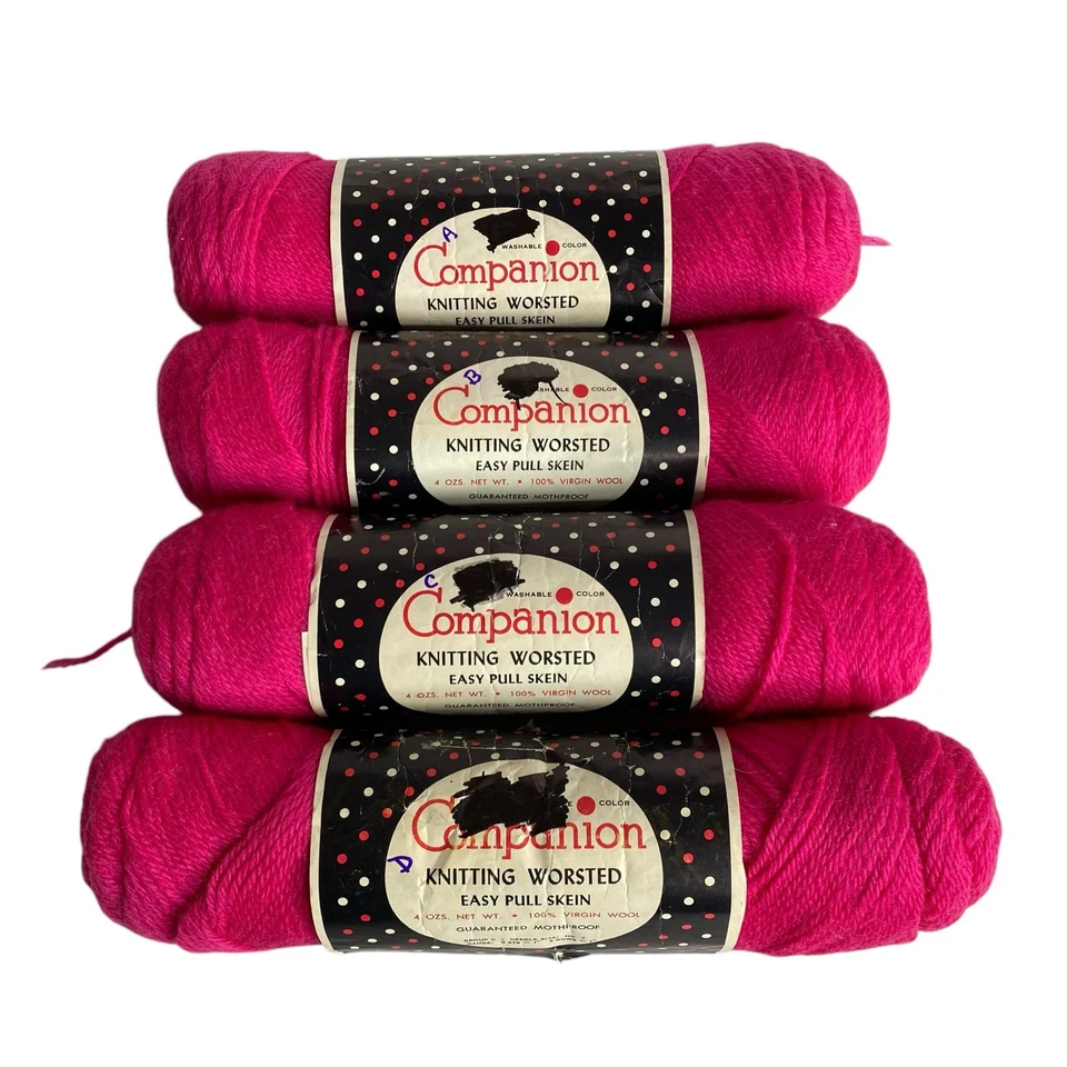 Lote de 4 fios de lã virgem penteada de tricô Spinnerin Companion rosa DESCONTINUADO - Imagem 2 de 4