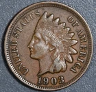 1903 1C INDIAN HEAD BRONZE CENT KM# 90a Grade:  XF A7227