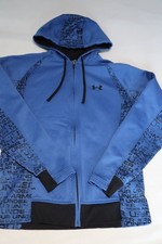 Under Armour Hoodie Men Small Full Zip Blue Black Sweatshirt Jacket Drawstring