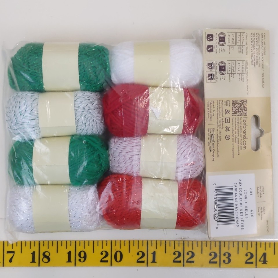 Lion Brand Bonbons Yarn Holiday Pack 8 Skeins Christmas Colors Red