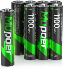 Rechargeable AAA 8 Pack, Ni-MH 1100mAh High Capacity,Long-Lasting and precharged