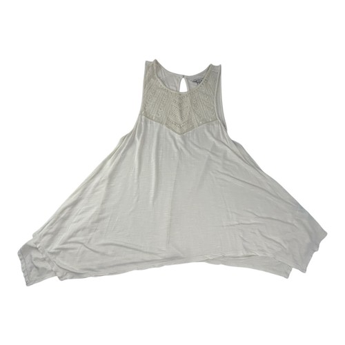 American Eagle Cream Sleeveless Lace Top Keyhole Back Shark Hem Boho Women’s L - Picture 5 of 13