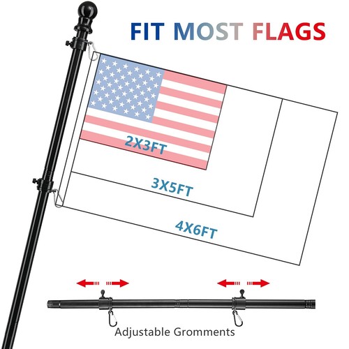 American Flag Poles for Outside House - 5ft Tangle Free Flag Pole for House w... - Picture 4 of 8