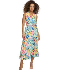 Kensie Womens Faux-Wrap Midi Dress