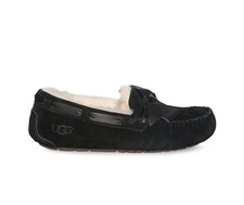 UGG Suede Bow Dakota Women  s Brown Sheepskin Lined Bow Moccasin Slippers 7 RARE