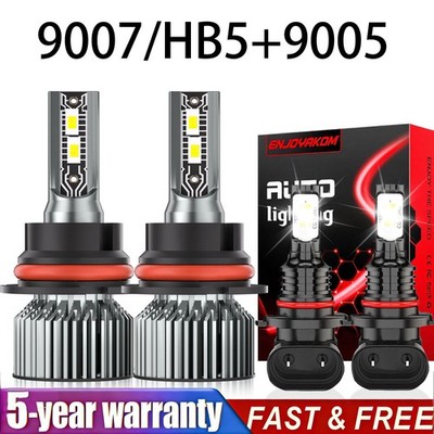 LED Headlight High/Low Beam Fog Light Bulbs Kit 6500K For Jeep Liberty 2002-2007