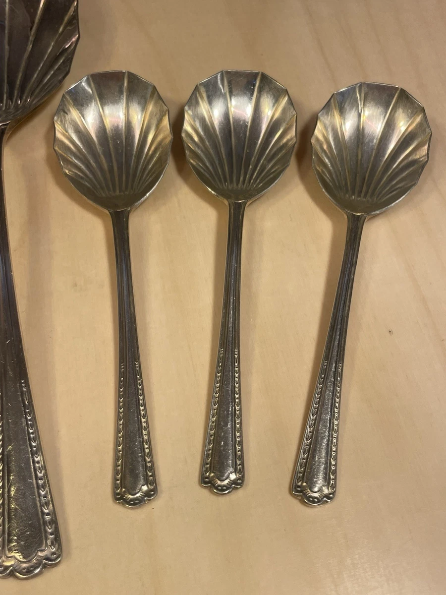 Vintage EPNS A1 Sheffield England Shell Spoon Serving Set 7 Piece Silver Plate
