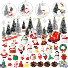 Roowest 96-Piece Miniature Ornaments Set - DIY Snow Globe Kit & Christmas Decor