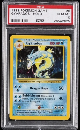 1999 POKEMON BASE SET UNLIMITED #6 GYARADOS-HOLO PSA 10