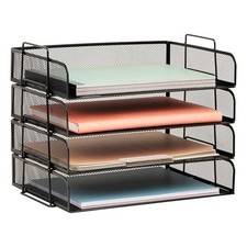 Stackable Paper Tray, Desktop Organizer, File 13.3" x 9.8" x 11.3" Black