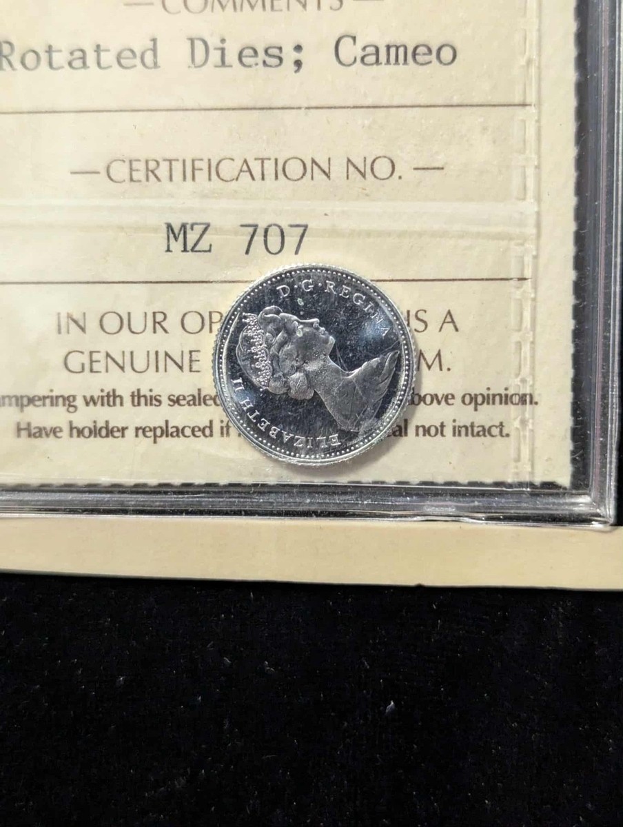1967 ICCS Graded Canadian, ¢10 Cent, **MS-65 Cameo Rotated Dies