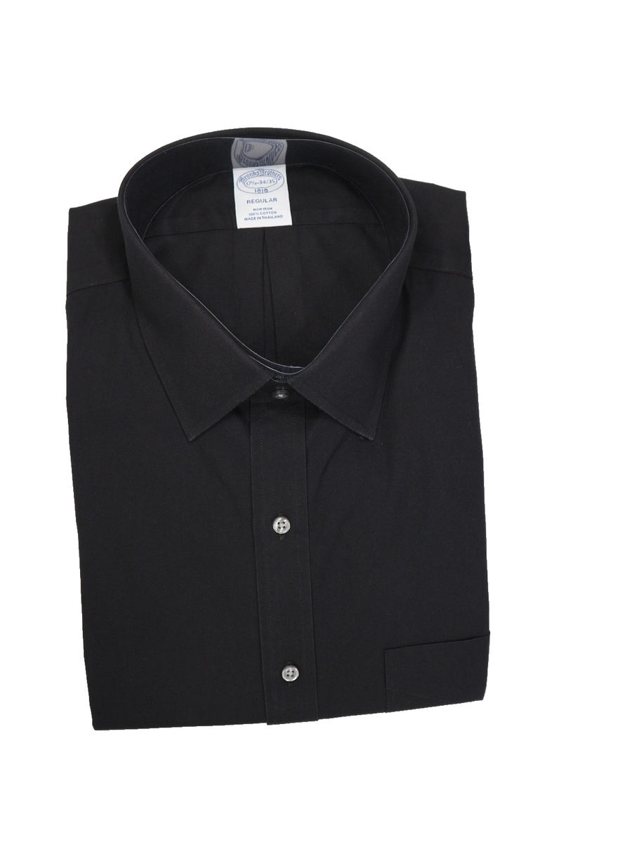 Brooks Brothers Regular Non-Iron All Cotton 17.5-34/35 Ainsley Collar Black