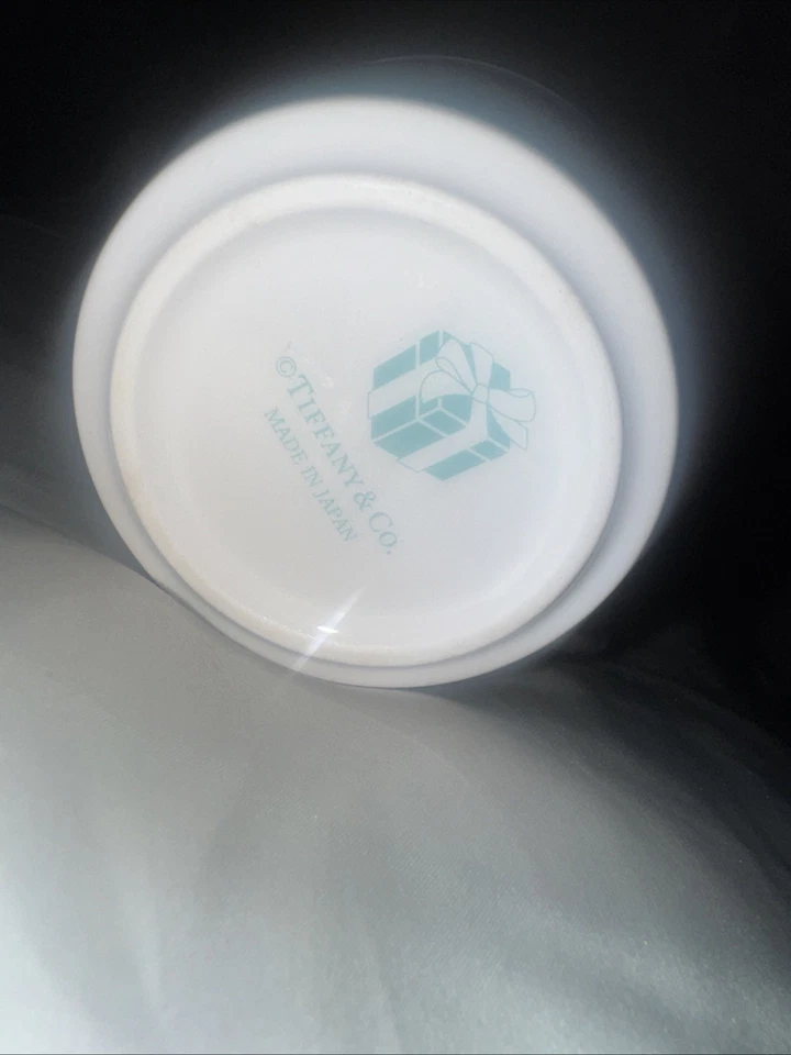 Tiffany & Co. Taza de café con arco cinta hueso China taza azul hecha en Japón auténtica Foto 3 de 4