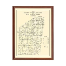 Old Map of Ripley County, IN 1909 - Vintage Indiana Art