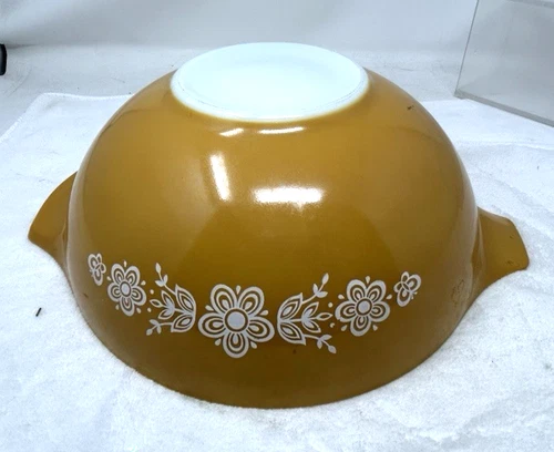 Vintage Pyrex Mixing Nesting Bowl 444 Butterfly Gold Cinderella 4 Qt