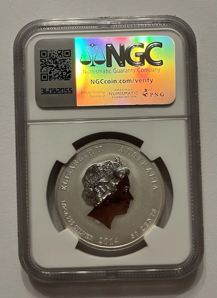 2014 P Australia 50c Year Of The Horse Colorized Early Release Ms 70 - Image 2 of 2