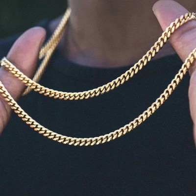 Vnox 6mm Men's Cuban Chain Necklace Waterproof Steel Black Gold Gift for Him