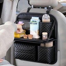 Foldable Car Back Seat Organiser W/ Tray Multi Pocket Storage Bag Table Holder