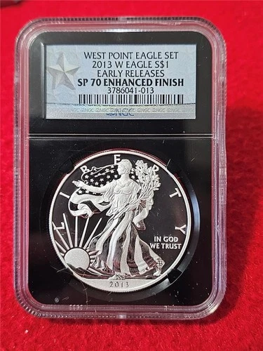 2013 W West Point Eagle Set SILVER S$1 NGC SP 70 EARLY REL. Enhanced Fin. #T0658