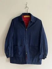 Vintage Union made Blue Work Fade Twill Chore Coat Mechanic Sanforized Talon USA