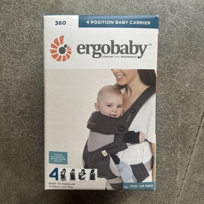 Ergobaby 360 All Positions Baby Carrier w Cool Air Mesh in Carbon Grey. 12-45lbs
