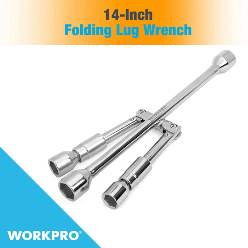 WORKPRO 14 Inch Universal Folding Lug Wrench 4-Way Tire Iron Wrench Cross Wrench - Image 2 of 4