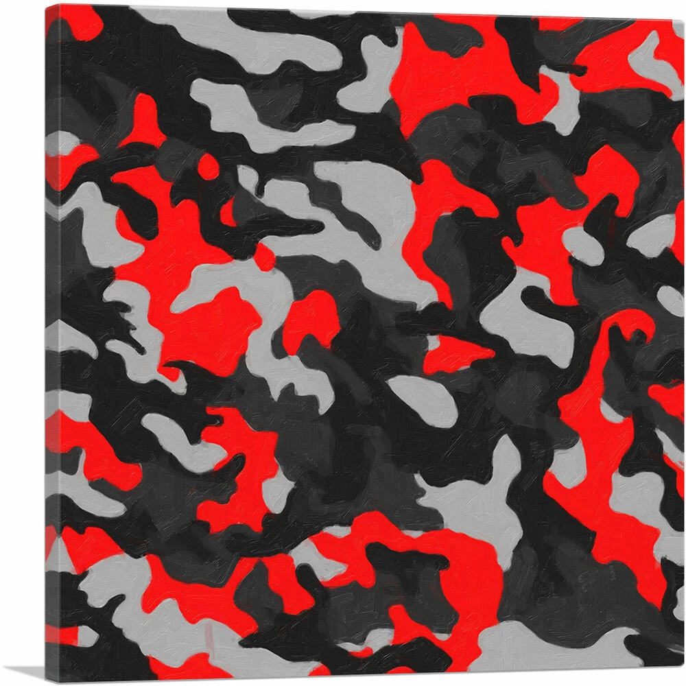 ARTCANVAS Red Dark Gray Black Camo Camouflage Pattern Canvas Art Print |  eBay