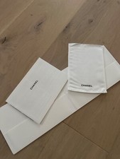 New Auth CHANEL Small White Dust Bag Pouch 8 X 5.5 W/ Care Booklet