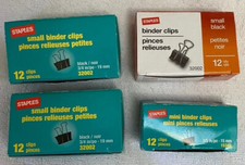 Lot of 4 Boxes Staples Brand Small and Mini Binder Clips 48 Piece Total