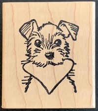 RubberHedgehog Puppy Dog With Heart Rubber Stamp