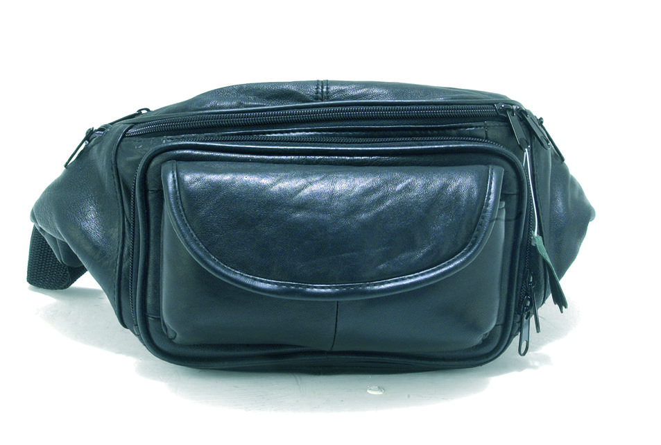 NEW BLACK SOFT LEATHER LARGE SIZE BUM BAG MONEY WALLET DESIGNED BY LORENZ 1964