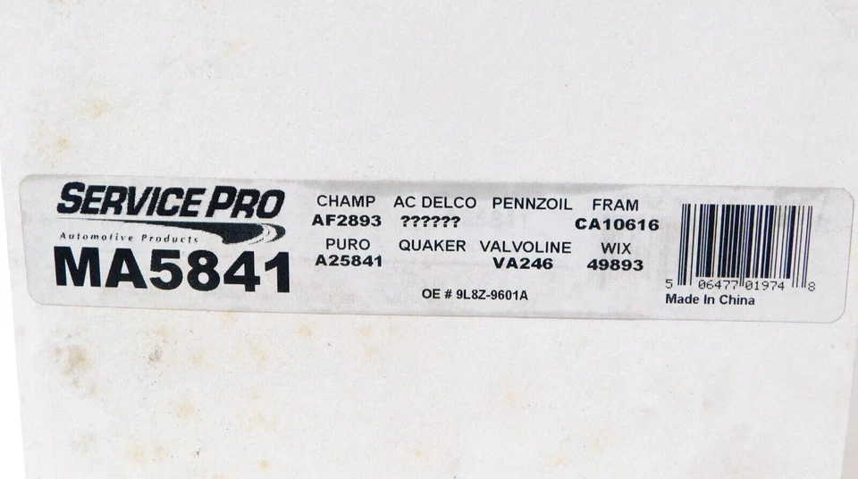 Filtro de aire Service Pro MA5841 (9L8Z-9601-A) Ford Escape 2009-2012 3,0 L Mazda NUEVO Foto 2 de 4