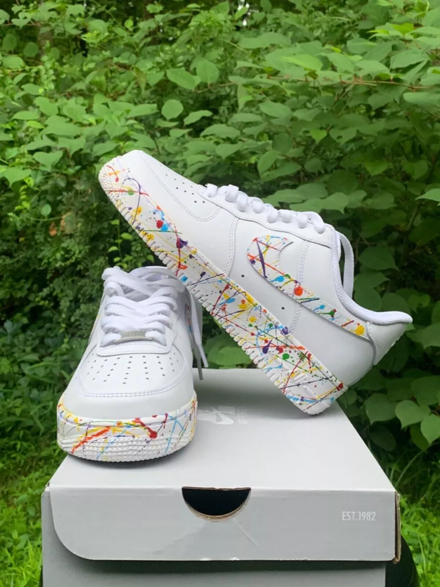 Air Force 1 Low Splatter Every Color Paint Custom White Shoes Clown Sneakers  Men