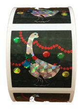 100 Christmas Goose Stickers in roll of 100 modules, Each Sticker 2.50", RPZ8025
