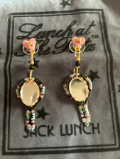 Lunch At The Ritz VANITY MIRROR post Earrings: HAND SIGNED'89; NEW, NEVER WORN!