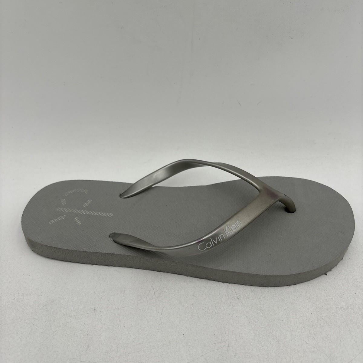 Calvin Klein Grey Rubber Open Toe Flip Flop Sandals, Women display picture 1