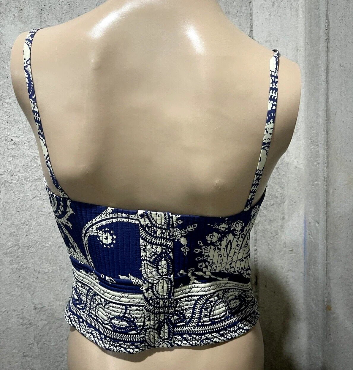 Canotta abito corsetto fiocco stringato blu Valentino Runway vintage IT 44 US 8