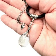 SILPADA Womens Necklace Black Leather Sterling Quartz Pendant N1494 Retired