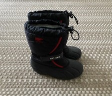 SOREL Flurry Waterproof Winter Snow Boots - Youth 5 / EU 37 Black Red NY1885-015