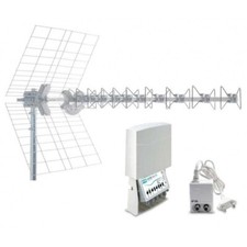 KIT FRACARRO ANTENNA  BLU10HD 5G UHF+ AMPLIFICATORE 3 IN T2  + ALIMENTATORE MINI