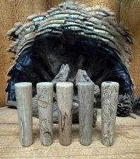 5-Colorful & or Wormy Persimmon Turkey Call Striker Tops Drilled for 5/16" Dowel