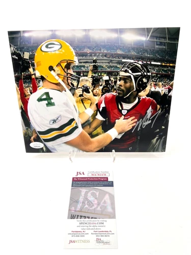 MICHAEL VICK ATLANTA FALCONS SIGNED 8X10 PHOTO JSA WITNESS COA W/FARVE #1