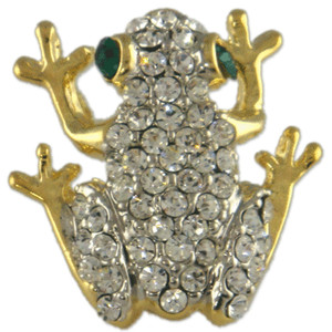 Authentic CRYSTAL CLEAR FROG REPTILE BROOCH PIN GOLD PLATED MADE WITH SWAROVSKI ELEMENTS