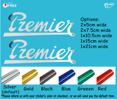 Premier Decals Stickers Metallic Chrome Effect drum logo die cut best ...