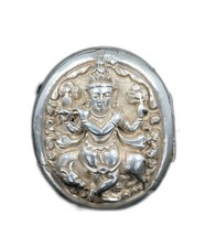 Rare Antique Silver Beautiful Repousse Hindu God Krishna Box/Locket. G10-68